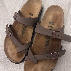 Birkenstock Mayari Double Strap Sandals Mocha Brown EUC minima wear